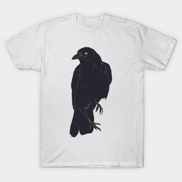 Black Crow perching T-Shirt by krisevansart